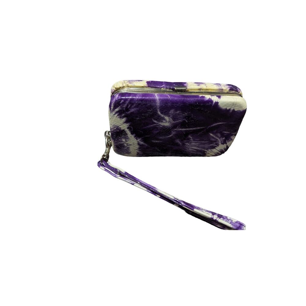 Women's tie dye purple clutch wallet with wrist strap